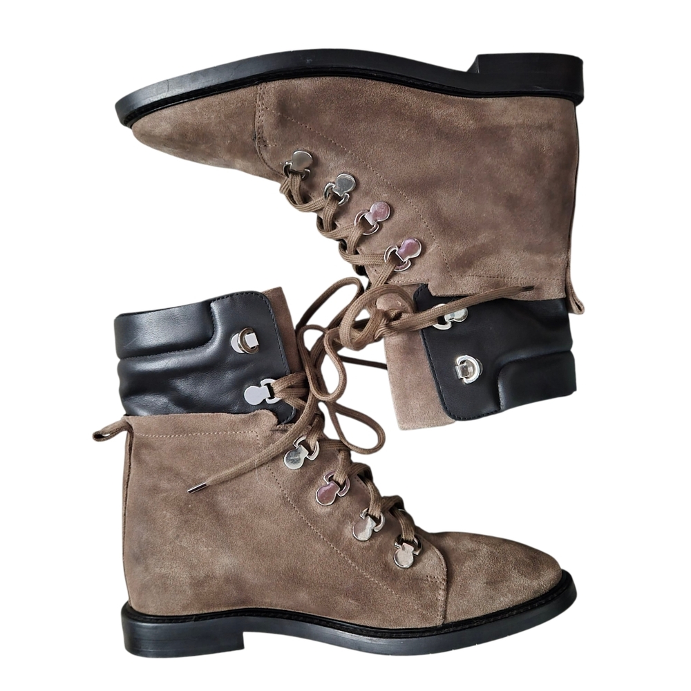 Aquatalia Boots Clarisa Suede Brown and Leather Italian Ankle Boots sz 8.5 - Picture 2 of 11